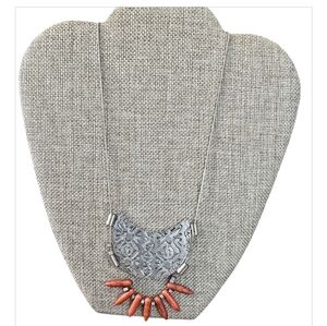 Bohemian Extra Long Silvertone Necklace in EUC